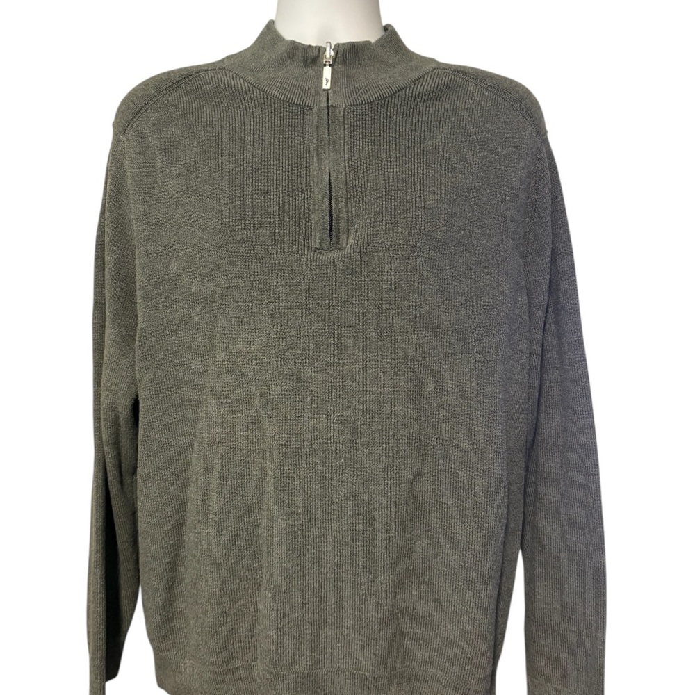 Tommy Bahama Men's Reversible Gray 1/4 Zip Mock Neck Sweater XL